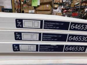 lot 91 image: lot of 4--24 in. x 80 in. Continental Primed Smooth Molded Composite Interior Door Slab