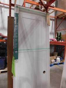 lot 137 image: lot of three-24 in. x 80 in. 1 Panel Shaker Left-Hand Primed Solid Core Wood Single Prehung Interior Door