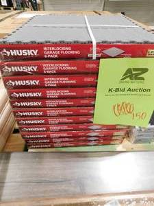 lot 150 image: 11 box lot--Husky Gray 18 x 18 x 2.1 Thick PVC ExerciseGym Flooring Tiles (6 TilesCase) 153 sq ft