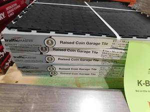 lot 151 image: 5 box lot Black Raised Coin 18 in. W x 18 in. L x 0.1 in. Thick Rubber ExerciseGym Flooring Tiles (6 TilesCase)67.5 sq ft