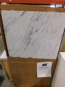 lot 162 image: 4 ft Staright Laminate Countertop Kit in Calcutta Marble wtih full wrap Ogee Edge and back splash