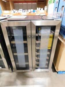 lot 177 image: 24 in. Dual Zone 20-Wine Bottles and 60-Cans Beverage & Wine Cooler in Silver Two Shapes of Door Handle Blue LED Lights