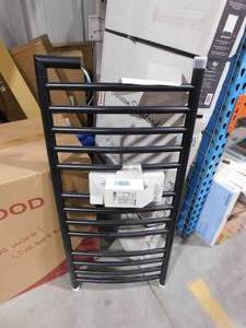 lot 185 image: Svelte Rounded 13-Bar Hardwired Electric Towel Warmer and Drying Rack in Matte Black