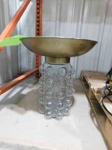 lot 189 image: TOV Side Table Bubble Glass  with Brass colored table top