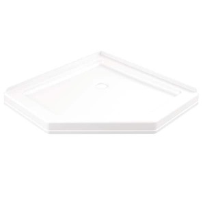 lot 96 image: 38 x 38 Corner Shower Pan Base with Corner Drain in White
