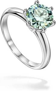 Michooyel Moissanite Silver Engagement Ring  2CT sea blue