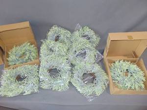 8 Pack Lot Pine Cone Frosted Wreath