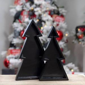 5 Sets Of 2 Wooden Christmas Tree Trays (Nested Set of 2, Black),