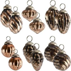 12 Packs  Small Glass Finial Ornaments Gold Copper Red 12 Sets of 12