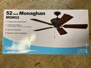 lot 72 image: 52in Monaghan 3-Speed Ceiling Fan