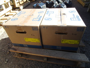 lot 66 image: (2) WEG 5hp Motors (see pictures for specs)
