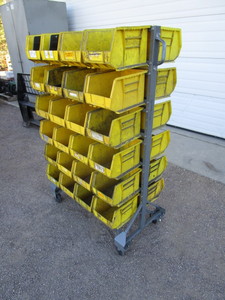 lot 11 image: Rolling Acro Parts Bin Double Sided Rack 24x36x59
