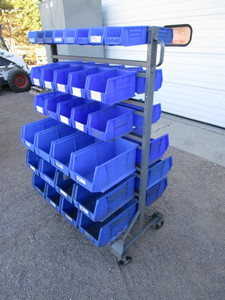 lot 13 image: Rolling Acro Parts Bin Double Sided Rack 24x36x59