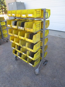 lot 14 image: Rolling Acro Parts Bin Double Sided Rack 24x36x59