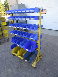 lot 15 image: Rolling Acro Parts Bin Double Sided Rack 24x36x59