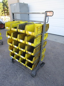 lot 16 image: Rolling Acro Parts Bin Double Sided Rack 24x36x59