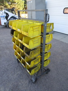 lot 17 image: Rolling Acro Parts Bin Double Sided Rack 24x36x59