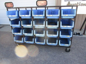 lot 4 image: Rolling Parts Bin Rack 19x71x53