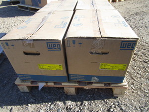 lot 79 image: (2) WEG 5hp Motors (see pictures for specs)