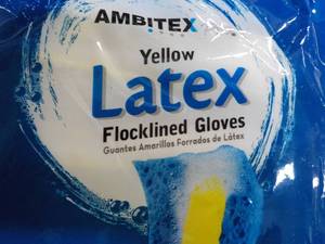 lot 42 image: 12 pair Ambitex Yellow Latex Flock ...