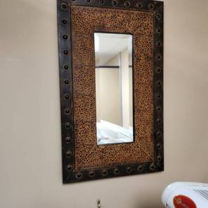 lot 6 image: Decorative Metal Framed Mirror Measuring 23 X 38