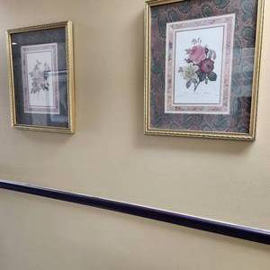 lot 91 image: Two Framed Floral Prints Measuring 14.5 X 18
