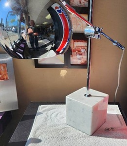 lot 141 image: Arc Deco, Chrome, And Marble Table Lamp