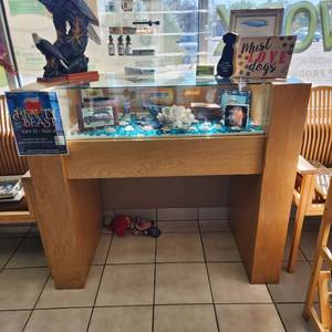 lot 151 image: Wood And Glass Display - Items In Display Not Included Measuring 48 X 24 X 48
