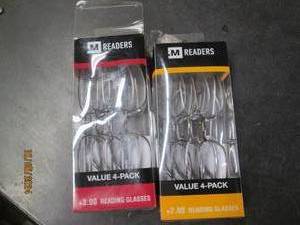 2 new four packs of reading glasses...