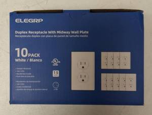 ELEGRP  Duplex Receptacle with Midway Wall Plate - 10 Pack -New
