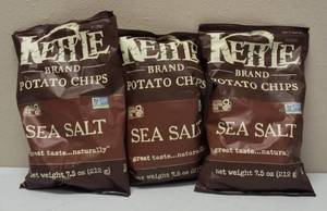 Kettle Brand  (3) Potato Chips - Sea Salt - 7.5 OZ Bags