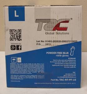 GLOBAL SOLUTIONS TAC BRAND- Powder Free Nitrile Gloves (10 Boxes)  Size LG - NEW
