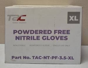 GLOBAL SOLUTIONS TAC BRAND- Powder Free Nitrile Gloves (10 Boxes)  Size XL - NEW