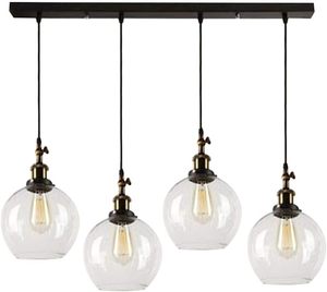 SUSUO Lighting   4-Lights Retro Country Style Clear Glass Island Chandelier Pendant Lighting Fixture NEW