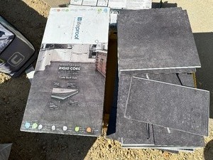 lot 50 image: LifeProof Castle Black Slate 6 MIL x 12 in. W x 24 in. L Click Lock Waterproof Vinyl Tile Flooring