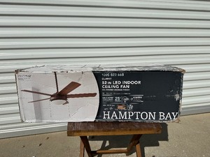 lot 11 image: Unused - Like New Hampton Bay Claret 52 in. Indoor Oil Rubbed Bronze Ceiling Fan with Light Kit