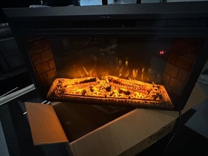 lot 3 image: Unused Like New - Boyal Living Black 36 in. 400 sq. ft. Recessed Electric Fireplace with Remote Control and Multi-Color Flame