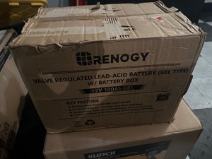 lot 9 image: Unused - Like New Renogy Deep Cycle Hybrid Gel Battery 12-Volt 100Ah Safe Charge Home Appliances for RV, Off-Grid Solar System, Maintenance-Free