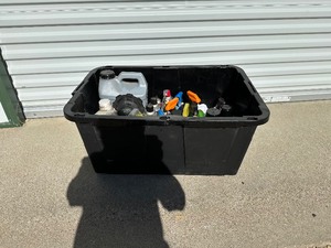 lot 110 image: Bin full of Automotive Cleaning Supplys other misc