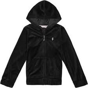 lot 24 image: Juicy Couture Girls Plush Velour Hoodie-Large-Deep Black