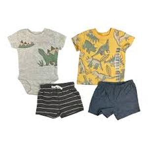 lot 52 image: Carters Baby & toddler Boys 4-Piece Short Sleeve & Shorts Playwear Set Carters-0-3M-Dino Stripe