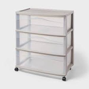 lot 171 image: 3 Drawer Wide Cart Tower Gray - Brightroom