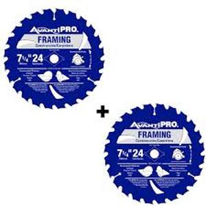 lot 203 image: Set of 2 Avanti Pro 7-14 in. x 24-Tooth Framing Circular Saw Blade (4 Blades total)