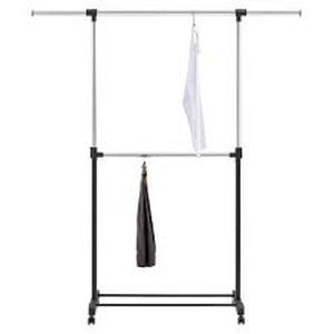 lot 298 image: Adjustable Double Rod Garment Rack Black - Room Essentials