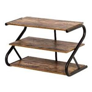 lot 300 image: Honey-Can-Do 3 Shelves Z-Frame Wooden Shoe Rack with Matte Black Metal
