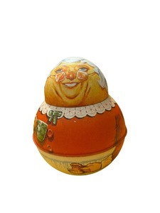 lot 127 image: Vintage Christmas Mrs. Claus Roly Poly Tin by Bristol Ware Chein Industries (1981)