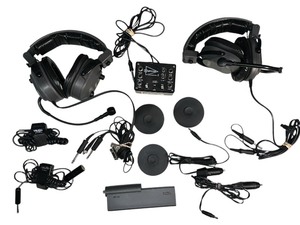 lot 34 image: Telex Air 3000 Pilot Headsets with Sigtronics Transcom II Intercom System & Sportys Flight Gear Bag  Complete Aviation Communication Set