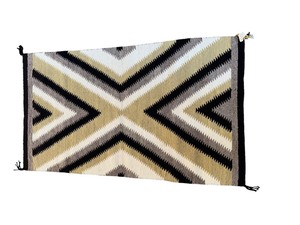 lot 57 image: Genuine Hand-Woven Navajo RugBlanket - Geometric Design