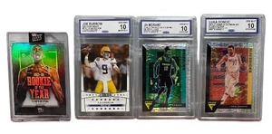 lot 81 image: Set of Four Sports Trading Cards  Three Graded, One in Protective Hard Case