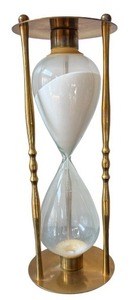 lot 90 image: Vintage Brass and Glass Hourglass Timer 11 x 4.5  Elegant Decorative Piece